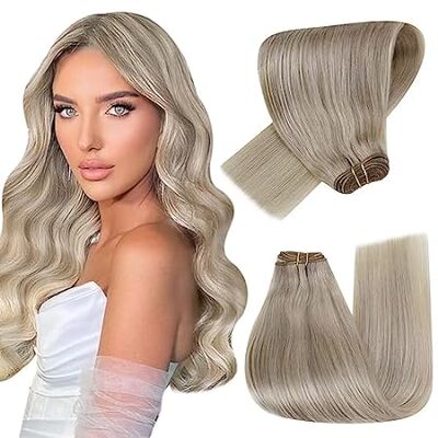Hetto Sew in Human Hair Weft Extensions Blonde Highlighte
