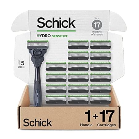 Schick Hydro Sensitive Razor， 1 Razor Handle and 17 Cartr