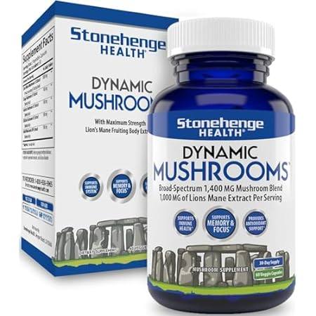Stonehenge Health Dynamic Mushrooms - 100% Fruiting Bodie