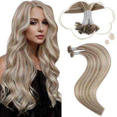Moresoo Blonde Human Hair Utip Hair Extensions Golden Bro