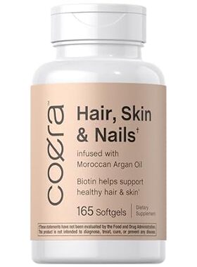 Hair， Skin and Nails Vitamins | 165 Softgels | with Bioti