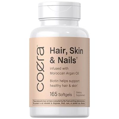 Hair， Skin and Nails Vitamins | 165 Softgels | with Bioti