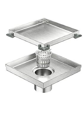 Neodrain 6-Inch Square Shower Drain with Removable Tile I