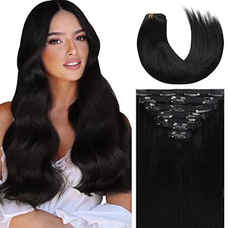 Lacer Hair Extensions Clip in Human Hair Jet Black #1 120