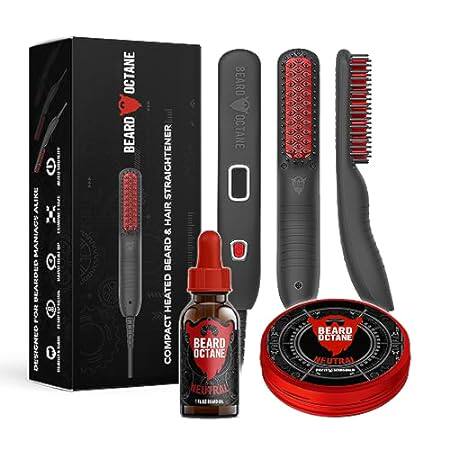 Beard Octane: Ceramic Heated Beard Straightener Brush w/B