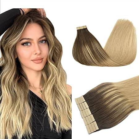 DOORES Human Hair Extensions Ombre Chocolate Brown Highli