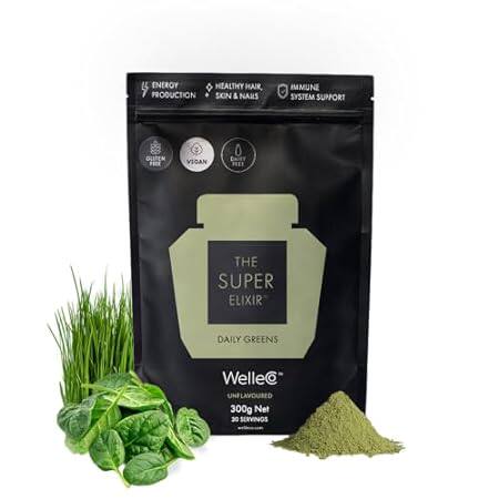 WelleCo The Super Elixir Daily Greens Powder， Probiotic D