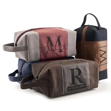 Toiletry Bag for Men Personalized， Laser Engraved Initial