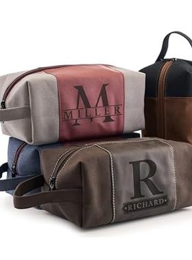 Toiletry Bag for Men Personalized， Laser Engraved Initial