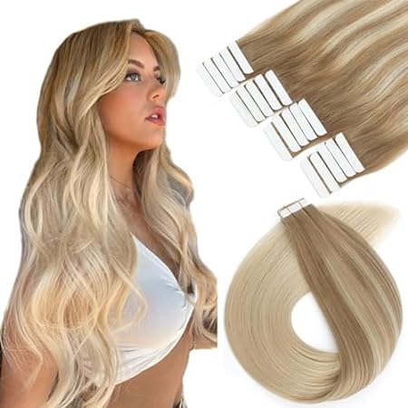 Tape-in Hair Extensions Balayage Color Light Brown Fading