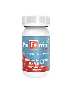 Proferrin Forte， 30 Tablets- Heme Iron Plus Folic Acid