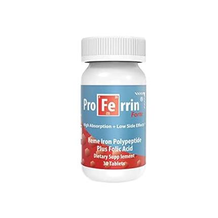 Proferrin Forte， 30 Tablets- Heme Iron Plus Folic Acid