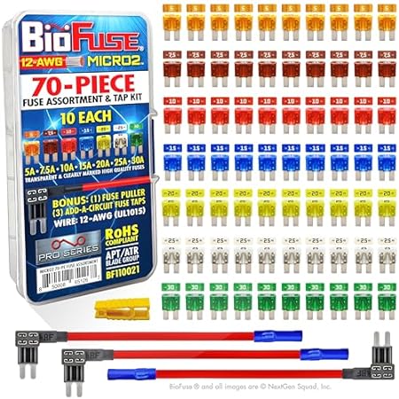 BioFuse 12 AWG Micro2 APT ATR 70 Piece Automotive Car Fus