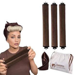 Heatless Curls Overnight with Luxury Cloth Bag Scarf， Ove