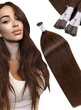 LaaVoo Itip Hair Extensions Human Hair Brown I Tips Human