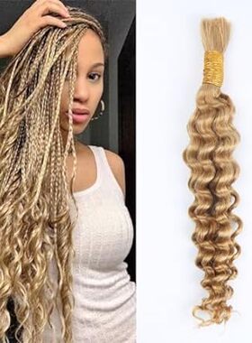 Deep Wave Human Braiding Hair for Boho Braids Honey Blond