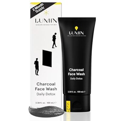 Lumin Charcoal Face Cleanser for Men，100ml， 1-Pack