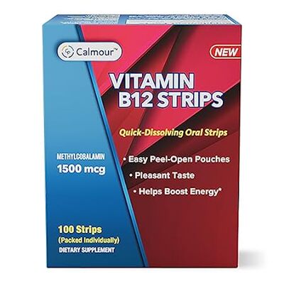 Calmour Vitamin B12 Strips 100 Pack | Easy Oral Dissolvab