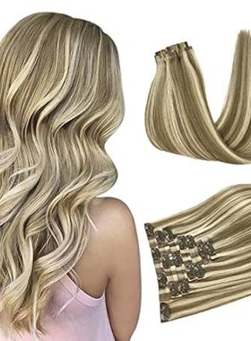 DOORES Seamless Clip in Hair Extensions， Light Brown High