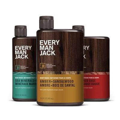 Every Man Jack Men's Body Wash Variety Pack - Includes 3