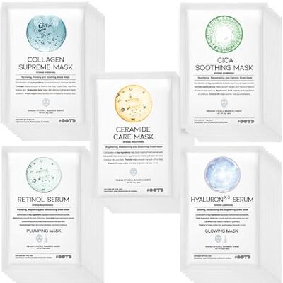 50Combo Korean Face Sheet Mask Gift Pack， Hydrating， Calm