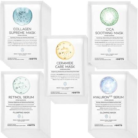50Combo Korean Face Sheet Mask Gift Pack， Hydrating， Calm