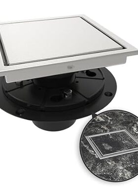 6 Inch Shower Square Drain Brushed Floor Drain with Flang