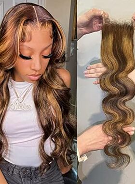 Highlight Body Wave Closure Honey Blonde Ombre 4x4 Closur
