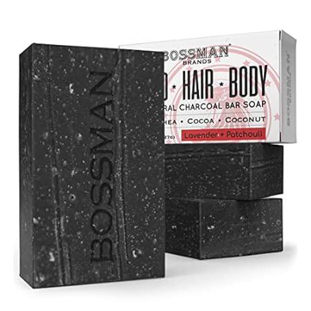 Bossman Men’s Bar Soap (Lavender and Patchouli， 3 Pack)
