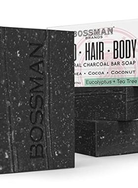 3 Pack Bossman Mens Bar Soap 4-in-1 Natural Organic Beard