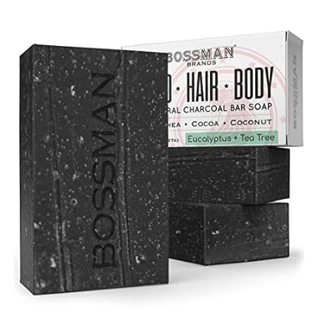 3 Pack Bossman Mens Bar Soap 4-in-1 Natural Organic Beard