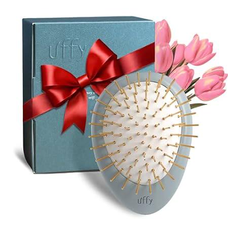 24K Gold Plated Detangling Hair Brush - Ergonomic Scalp M