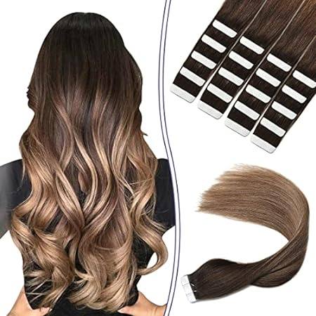 Hair Extensions Tape in Real Human Hair 22Inch Balayage D