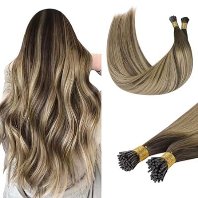 DOORES I Tip Hair Extensions， Balayage Chocolate Brown to