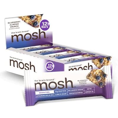 MOSH Blueberry Almond Protein Bars， 12g Grass-Fed Protein