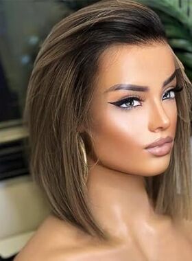 BEEOS Ash Blonde Human Hair Wig with Dark Root 13x4 Full