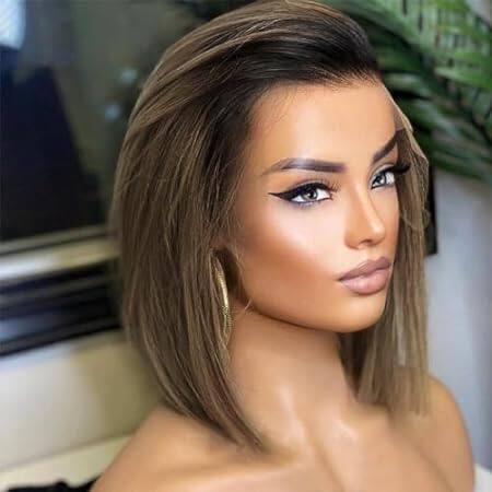 BEEOS Ash Blonde Human Hair Wig with Dark Root 13x4 Full