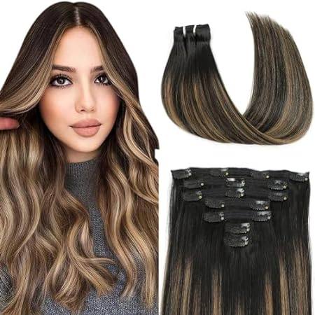 Yisea Clip in Straight Hair Extensions Real Human Hair Ba
