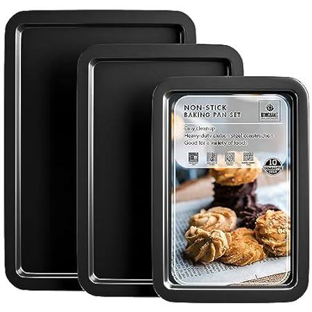 HONGBAKE Baking Sheet Pan Set， Cookie Sheet for Oven， Non