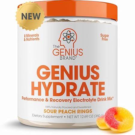 Genius Hydrate Powder Drink Mix Sour Peach Rings 50 Servi