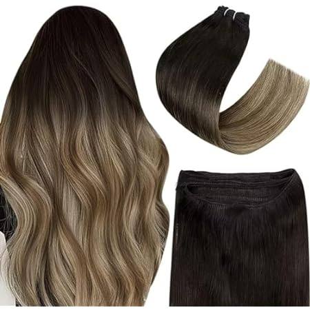 Easyouth Weft Hair Extensions Human Hair Ombre Black to B