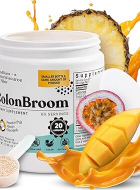 ColonBroom Psyllium Husk Powder Colon Cleanser (Tropical