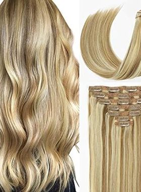 Caliee 120g Clip in Hair Extensions Human Hair for Women