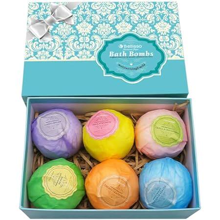 Bath Bombs Gift Set - 6 XXL Bubble Bath Fizzies (4.1 oz E