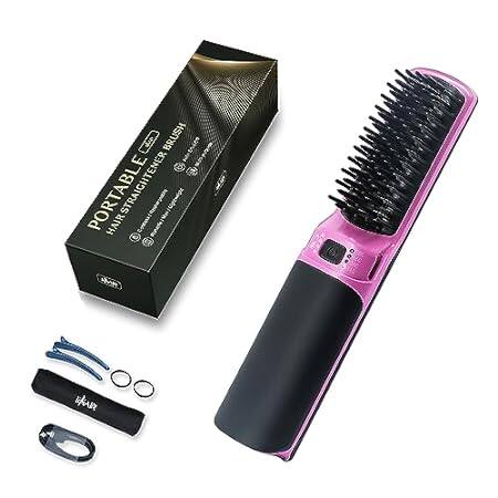Hot Hair Straightener Brush，Portable Mini Hair Straighten