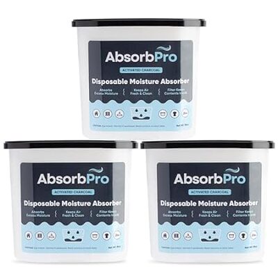 Moisture Absorber Tub with Activated Charcoal - 3-Pack -
