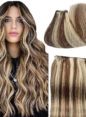 Ombre Weft Hair Extensions Human Hair， Medium Brown to Ho