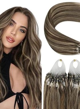 YoungSee Micro Hair Extensions Human Hair Brown Highlight