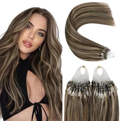 YoungSee Micro Hair Extensions Human Hair Brown Highlight