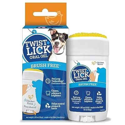 Twist + Lick Dental Treat for Dogs， Dental Gel Cleans Tee